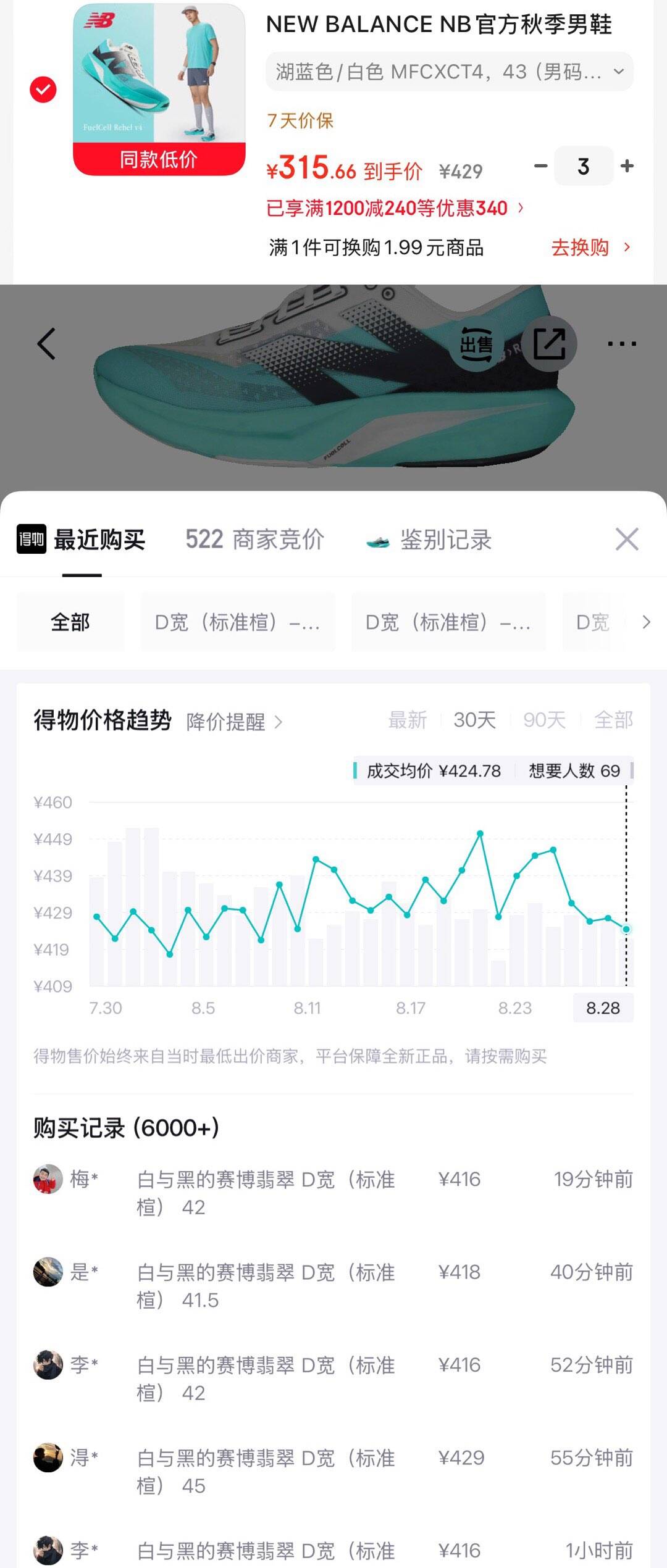 NB跑鞋直接拍3正好1200到手315得物419货号MFCXCT4https://u.jd.com/kaVkuji  领这个券叠plushttps://coupon.m.jd.com/coupons/show.action?linkKey=AAROH_xIpeffAs_-naABEFoeZsGNBnMWpqi9dkoNN3pkNK8-AEWV179Dm096LIA5DysW9pllJheKYiUpLJcWEttTFlPNIg 