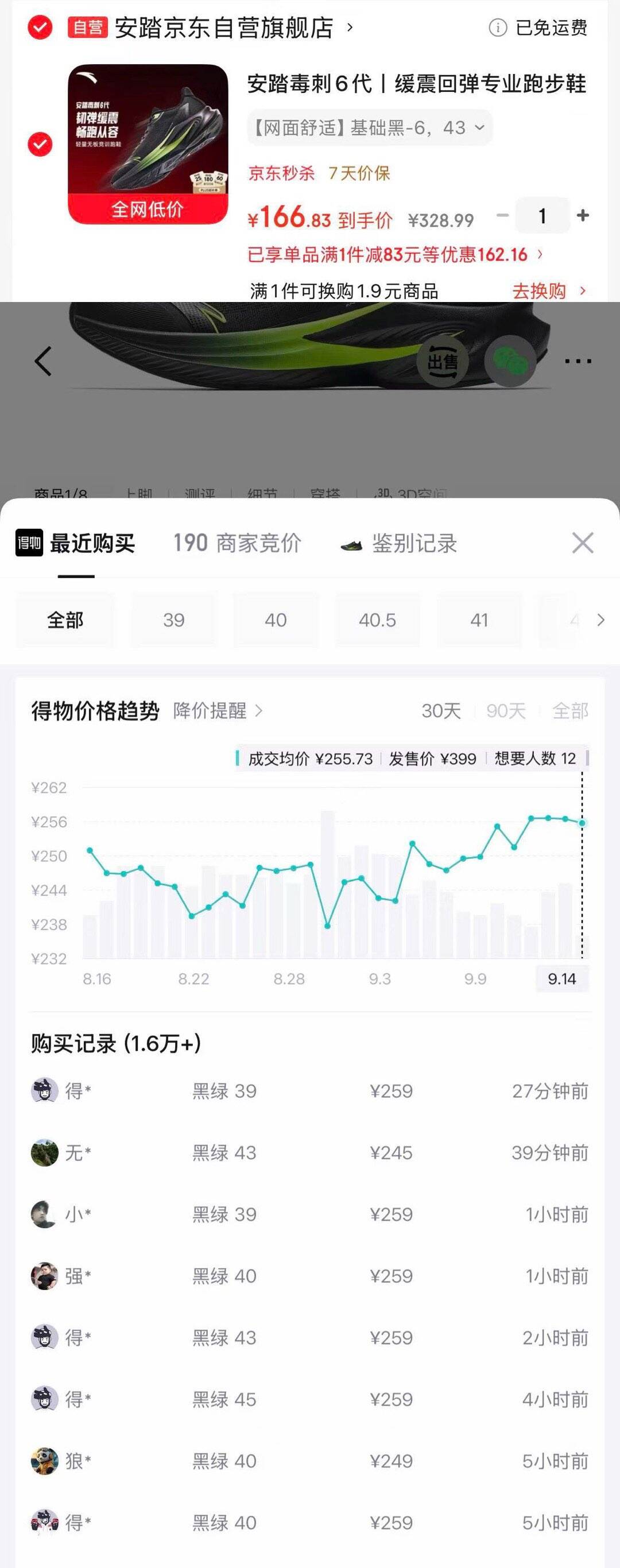 安踏毒刺6代不需要5折券凑到手166得物259 货号912515511-6https://u.jd.com/xDXS4RA  ②800-100券：https://coupon.m.jd.com/coupons/show.action?linkKey=AAROH_xIpeffAs_-naABEFoewrH6zqme_7ONdgFFutx6cr5GLPUogev7tmXBxAccbMSzk1q3J5Rxa3QVE7QDl7ukYKWnhA ③plus1500-180券https://u.jd.com/x1XRDEW  ④各凑一件可退https://u.jd.com/xGXZbOX  https://u.jd.com/xOXAJsF  
