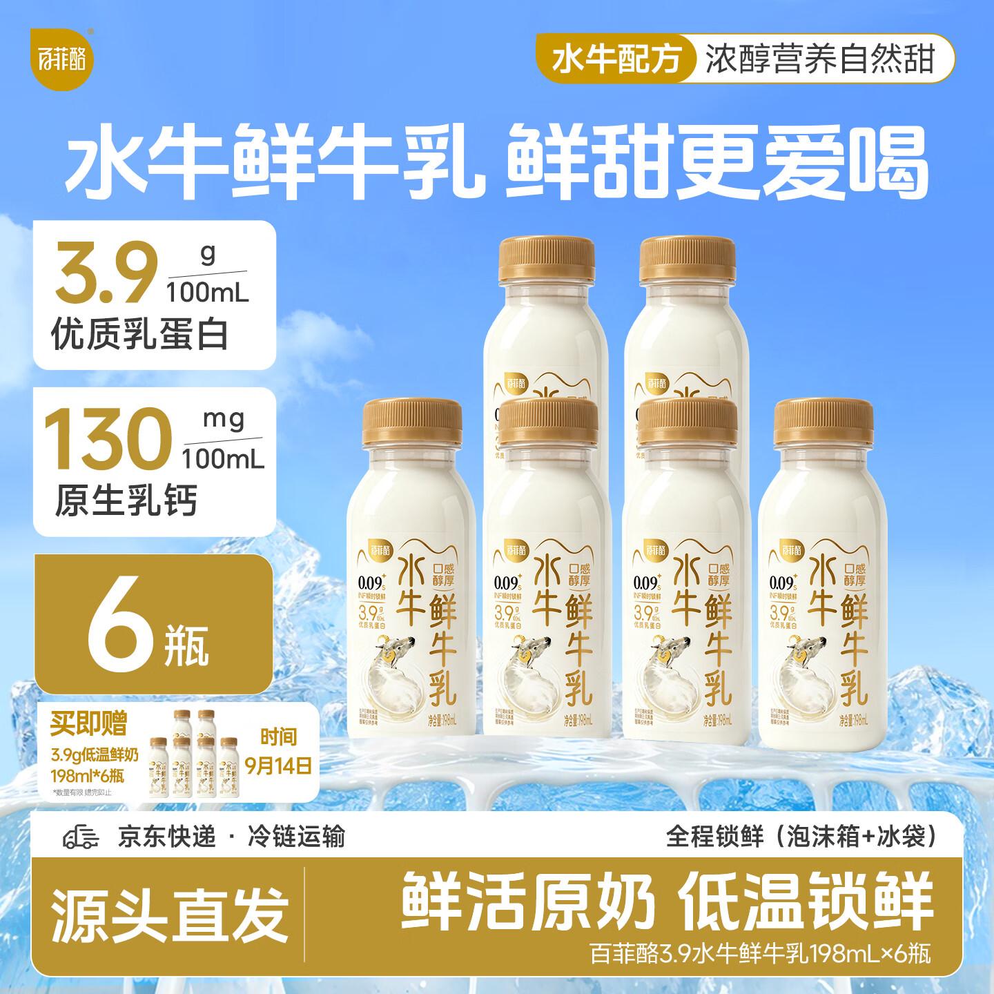 【自营】百菲酪 3.9g低温水牛鲜奶叠首购42.9元得198ml12瓶含赠下单留意赠品；不显示就是无了买 https://u.jd.com/x6RJKNR