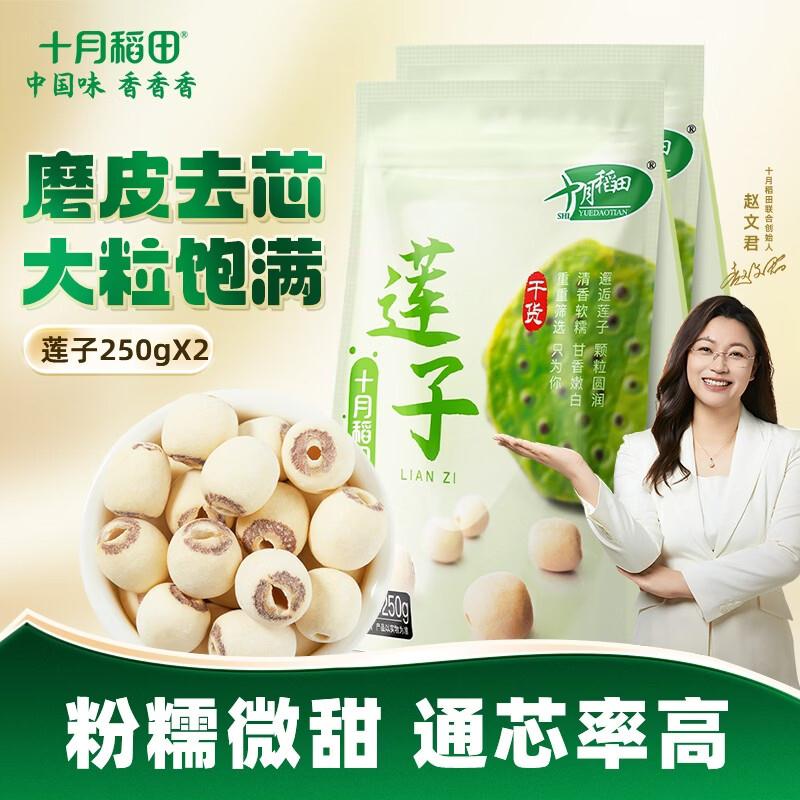 十月稻田  莲子 250g 湘潭去芯磨皮白莲子 红枣银耳羹煲汤食材 莲子去芯磨皮白莲子250g*2袋