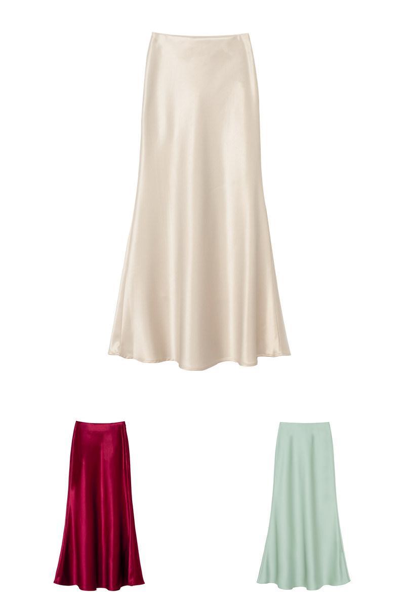 秋冬高腰缎面半身鱼尾裙