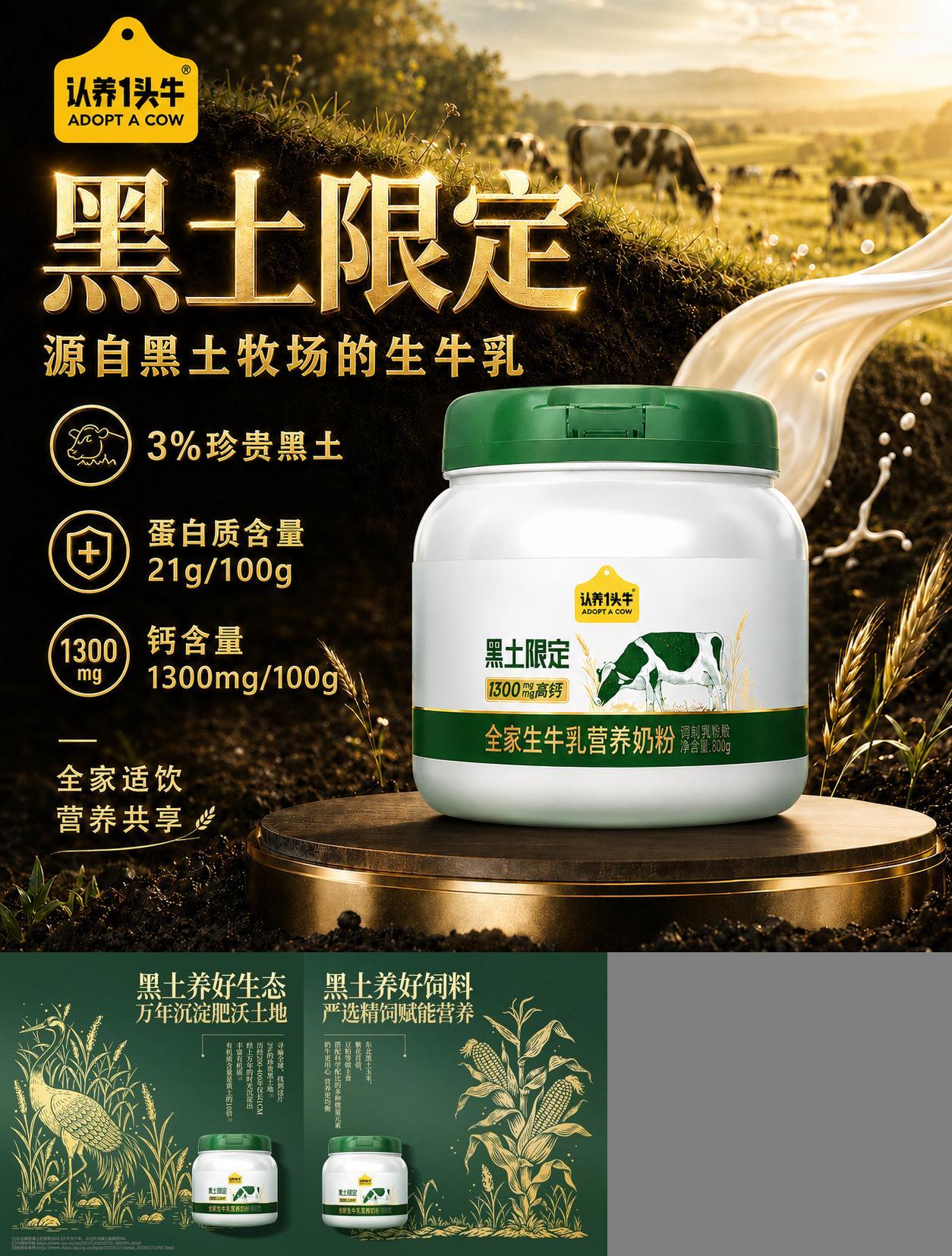 认养一头牛黑土吨吨奶粉成人奶粉