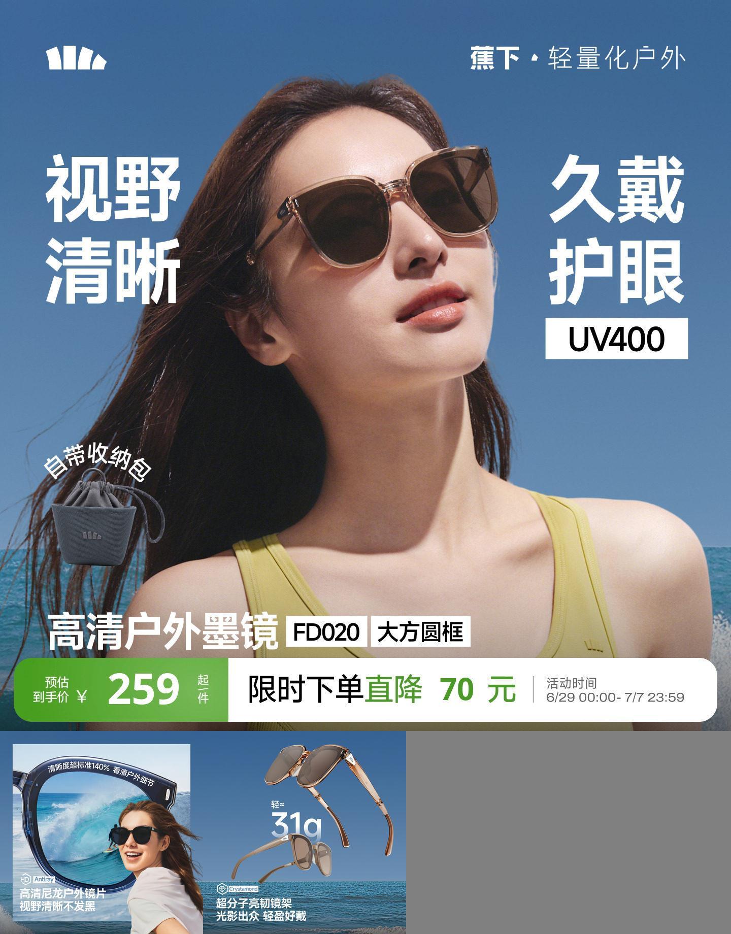 蕉下折叠墨镜轻量太阳镜