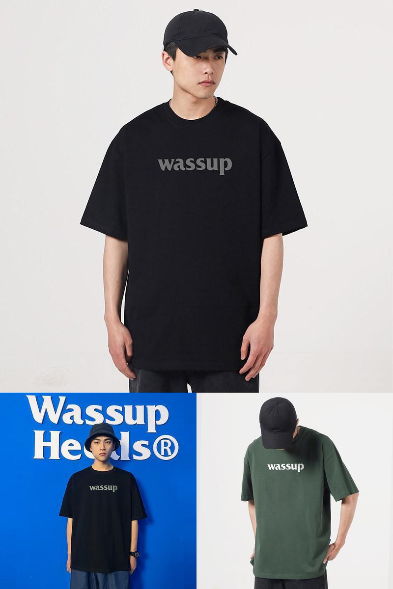 WASSUP潮牌字母短袖男女同款纯棉