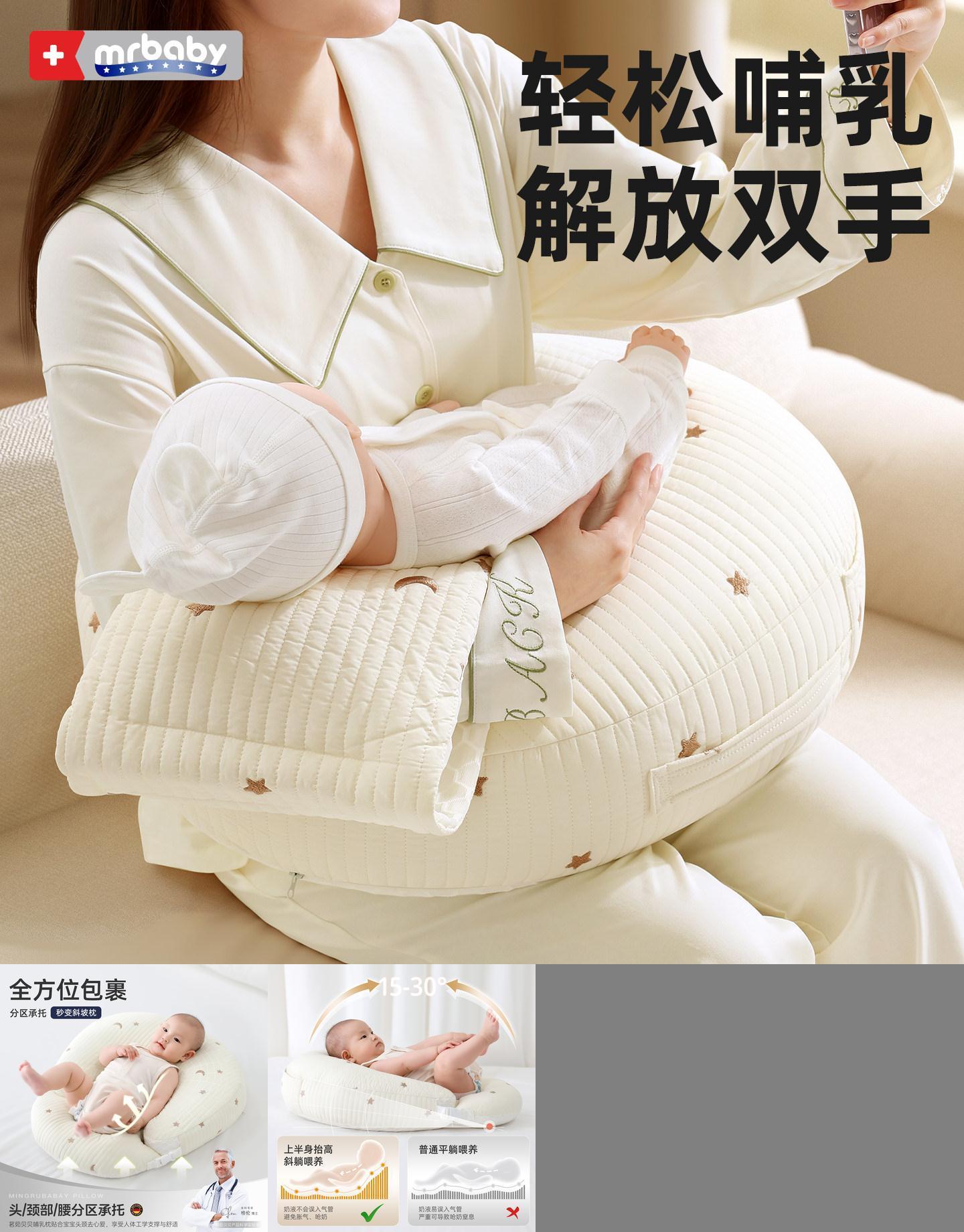 哺乳枕喂奶斜坡枕神器护腰二合一