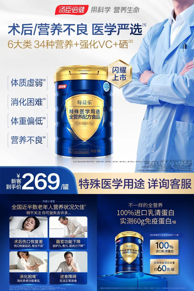 汤臣倍健全营养配方粉肠内营养蛋白质粉乳清中老年成人男女送礼装