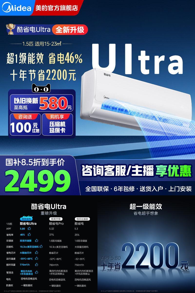 美的空调酷省电Ultra挂机大1.5匹