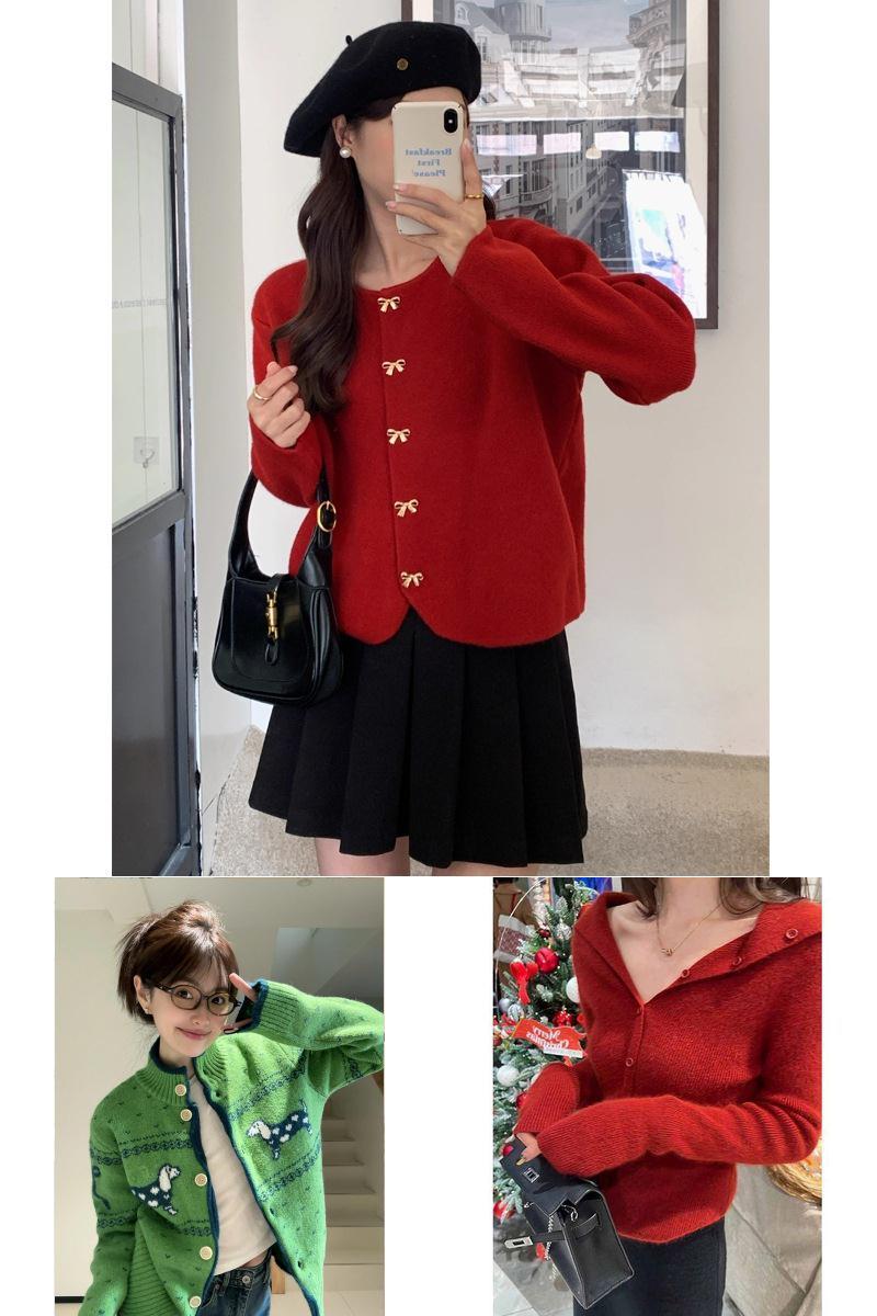 圣诞节毛衣女秋冬费尔岛复古氛围感穿搭上衣针织开衫圆领毛衣ak