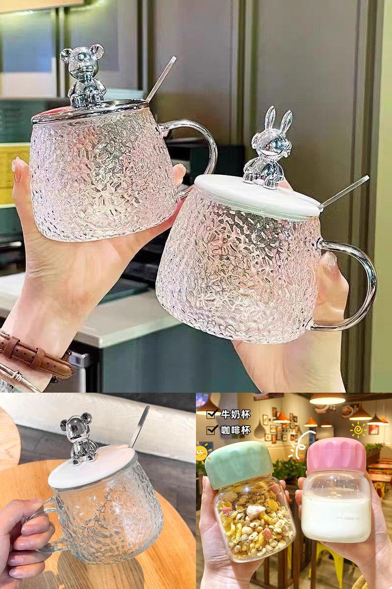 小熊杯高颜值简约初雪冰川杯马克玻璃杯子家用饮料咖啡牛奶啤酒杯