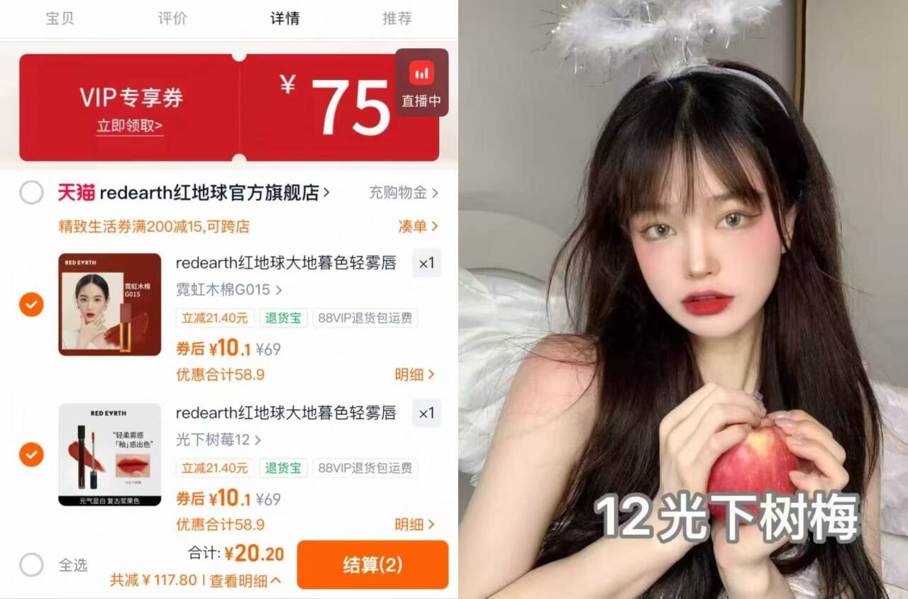 redearth红地球大地暮色轻雾唇霜丝绒哑光唇釉口红化妆品tk