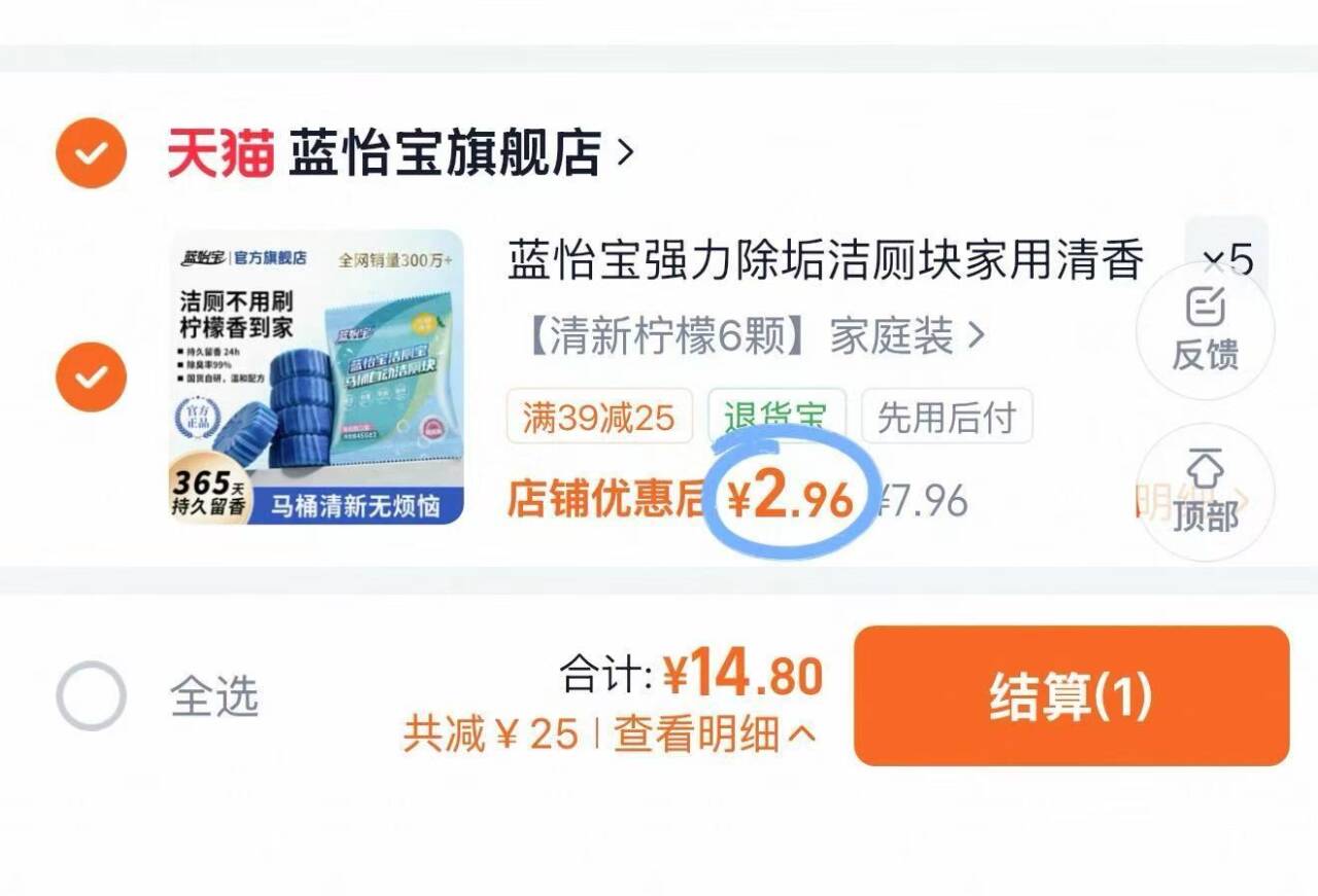 蓝怡宝强力除垢洁厕块家用清香型