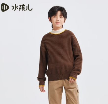 水孩儿（SOUHAIT）【新年红款】童装男童女童毛衣冬季新款儿童针织线衣百搭上衣 浅沙灰SHSDND01CW634S11 170