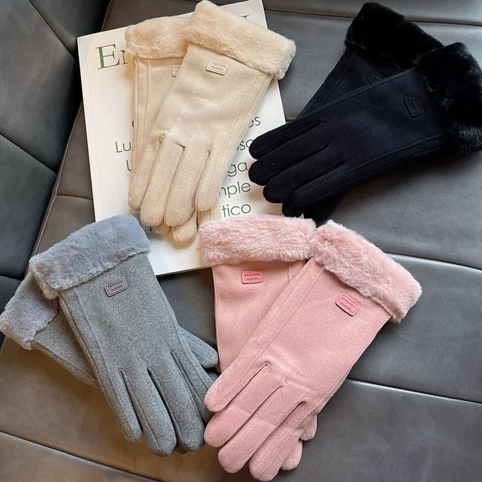磨毛内毛绒款手套女冬季保暖防寒骑车可触碰加绒加厚防滑耐磨手套