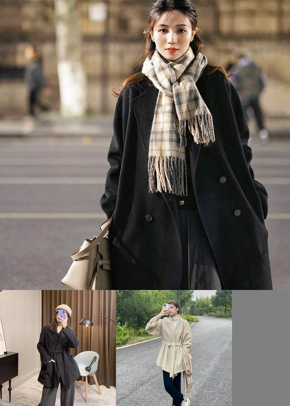 【专柜正版】高端双面羊毛羊绒毛呢大衣双排扣毛呢外套时尚洋xz11