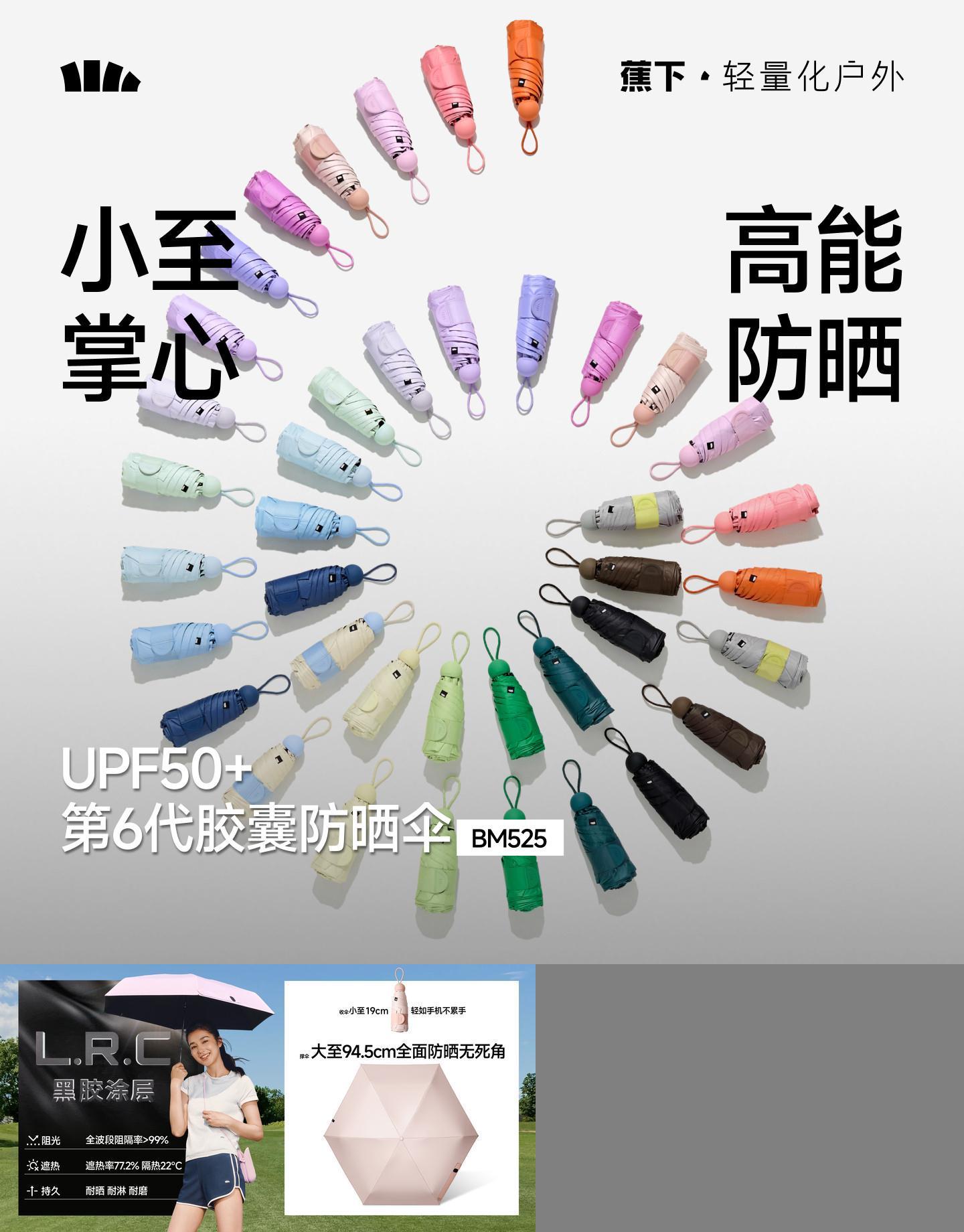 蕉下胶囊防晒遮阳伞便携黑胶春夏