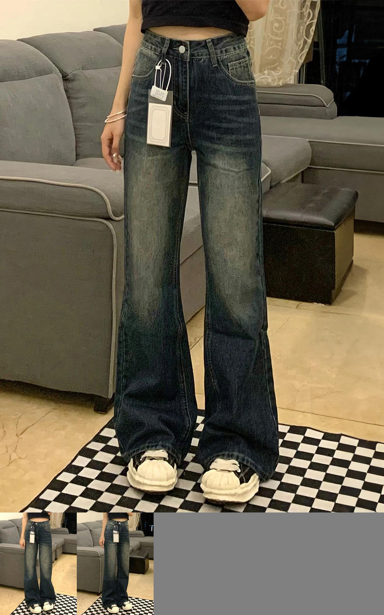 版型超正！复古微喇牛仔裤~