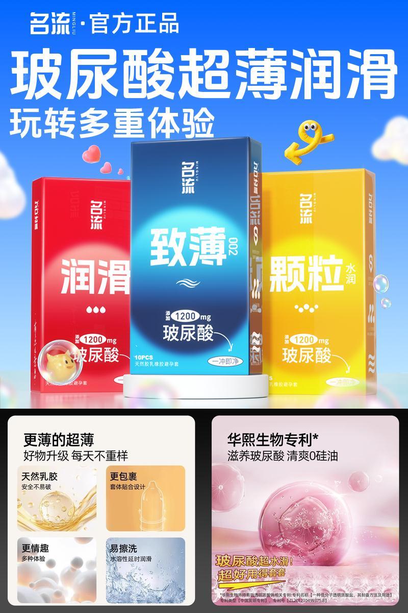 名流超薄玻尿酸避孕套家庭囤货装100只安全套情趣官方正品旗舰店