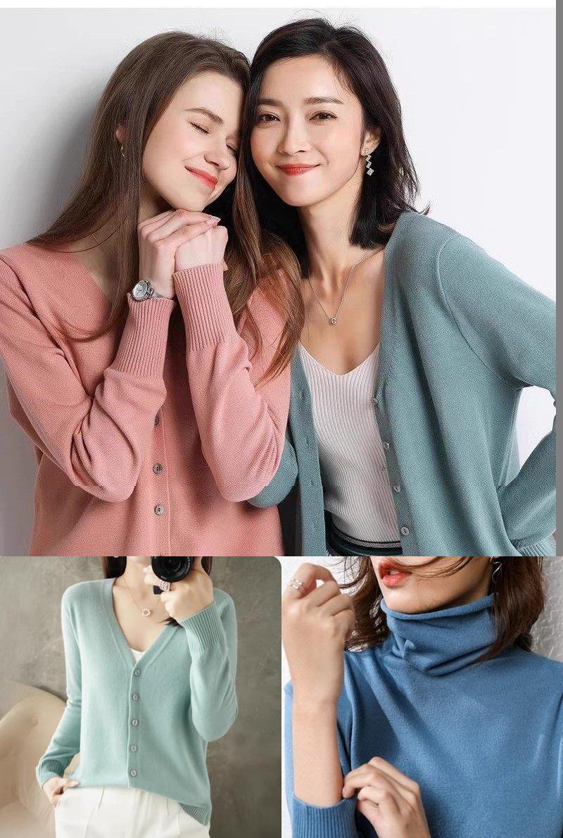 B【第二件0元】针织衫毛衣圆领套头短款大码宽松百搭打底针织