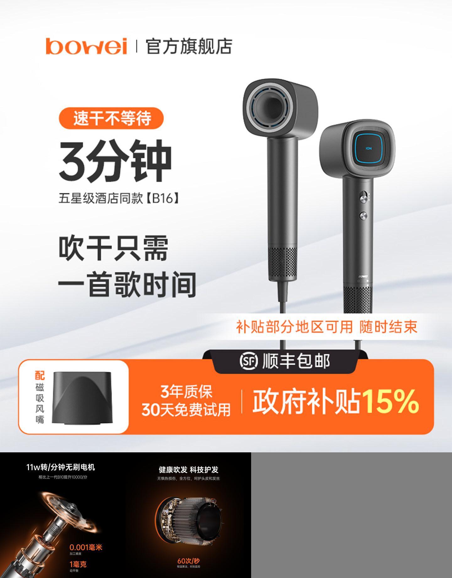 大风力负离子高速恒温吹风机