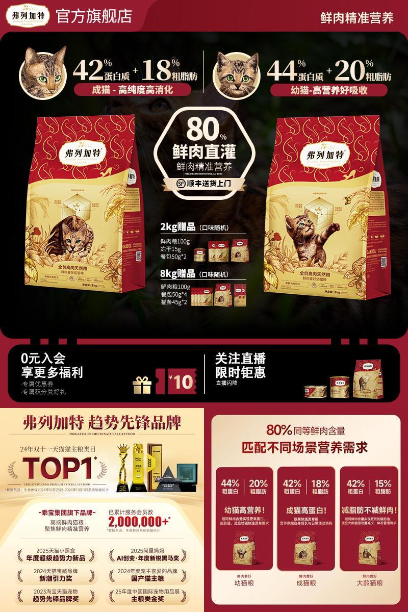 弗列加特80%鲜肉膨化猫粮