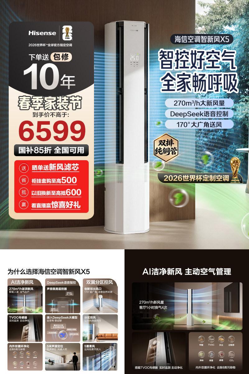 海信空调智新风X5新风大3匹一级