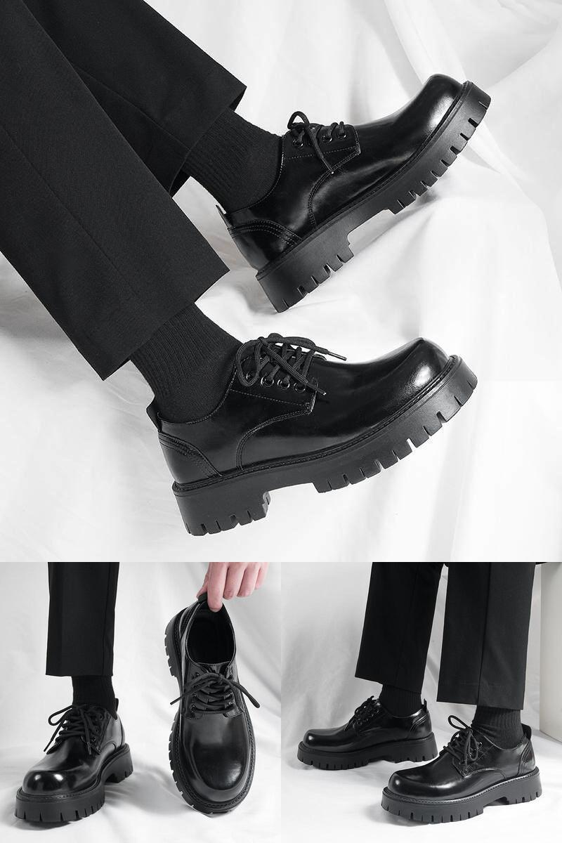 男士皮鞋英伦厚底增高大头德比鞋