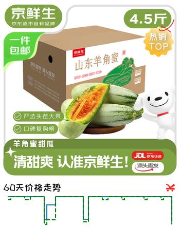 京鲜生 羊角蜜甜瓜 净重4.5斤起 单果300g+ 源头直发