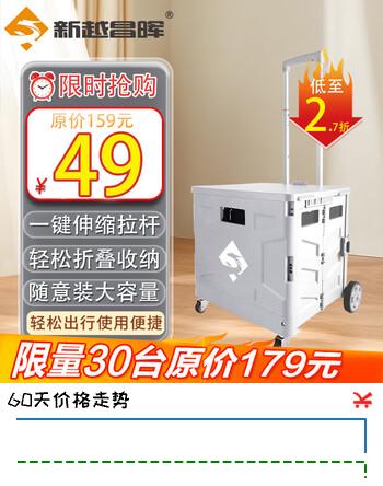 【6折】新越昌晖买菜车手拉车箱式购物车折叠小推车手推车小拖车拉杆车摆摊XYSL04https://u.jd.com/kDGFzMb----部分有货 | 下1件最优到手单价：79.49 -> 【49】