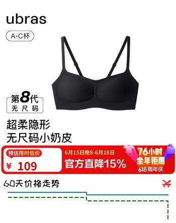 ubras虞书欣同款无尺码小奶皮轻褶低领薄隐形无痕夏季文胸罩内衣女