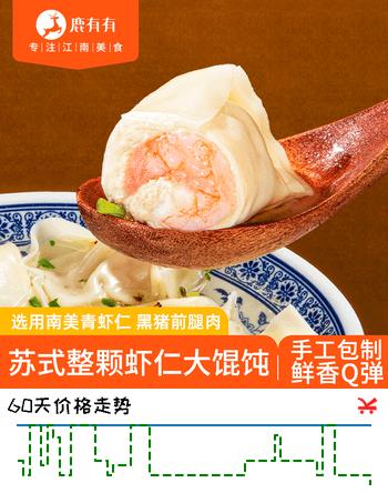 鹿有有整颗虾仁大馄饨288g/袋(12只)云吞混沌儿童早餐速食冷冻
