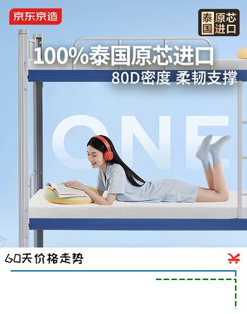 【8折】京东京造原芯1号乳胶床垫褥子榻榻米铺盖学生宿舍94%泰国进口0.9×1.9米厚https://u.jd.com/kDJ42bJ----普遍有货 | 下1件最优到手单价：1054.71 -> 【873.75】