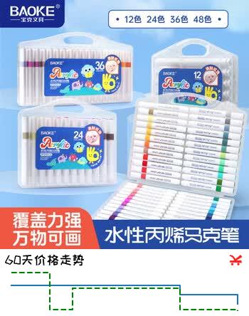 【9折】宝克（BAOKE）丙烯马克笔 水性画笔 美术生专用手绘画笔 DIY、涂鸦、手账、笔记、贺卡多功能填色 【亲肤可洗】36色套装 丙烯水性马克笔 彩绘套装https://u.jd.com/kDr9aw2----普遍有货 | 下3件最优到手单价：16.9 -> 【16】