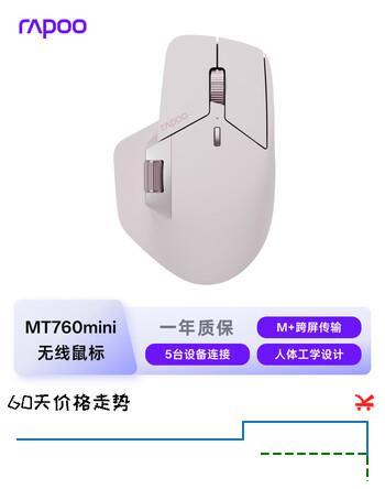 【7折】雷柏（Rapoo）MT760Mini中小手无线/蓝牙/有线多模办公鼠标 人体工学跨屏传输150小时续航11键可定义 粉色https://u.jd.com/kGNndxQ----普遍有货 | 下2件最优到手单价：159 -> 【125.61】