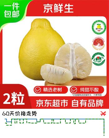 京鲜生 梅州沙田柚金柚 净重4斤2粒单果1.6斤+ 生鲜水果 源头直发包邮 