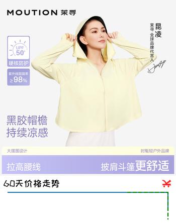 茉寻赵露思同款斗篷款防晒衣黑胶帽檐女夏原纱冰钛透气防紫外线黄色 L