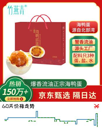 竹燕青北海咸鸭蛋70g*20枚正宗红树林即食熟烤海鸭蛋礼盒起沙流油团购