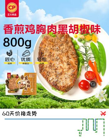 正大食品（CP）香煎鸡胸肉黑胡椒口味800g 健身减脂低脂高蛋白轻食代餐