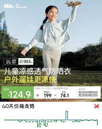 蕉下（beneunder）儿童防晒衣防晒服外套男女童凉感透气速干防晒AL11124云朵漫游110