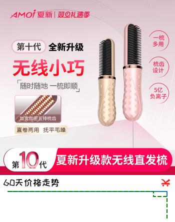 【4折】夏新（Amoi）无线直发梳负离子护发不伤发便携直券两用夹板女高颅顶电梳子生日七夕礼物 粉色 旗舰款【三挡温控调节 防烫外壳 5亿负离子】https://u.jd.com/x6jqlI1----普遍有货 | 下1件最优到手单价：53.23 -> 【24】