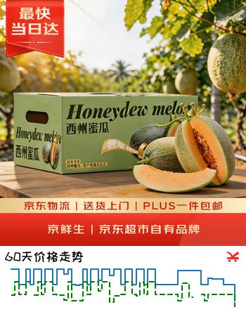 京鲜生 哈密瓜西州蜜/西周蜜  2粒5-7斤  生鲜水果端午礼盒 