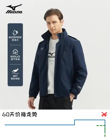 【7折】美津浓（MIZUNO）户外休闲夹克男士防风防水情侣连帽梭织外套 深蓝 XLhttps://u.jd.com/41Sdsp0----普遍有货 | 下2件最优到手单价：296 -> 【229】