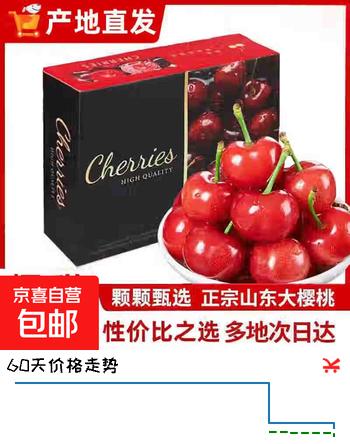 山东大樱桃JD快递国产新鲜水果车厘子大樱桃生鲜高端送礼品 4.5斤(净重) 【普箱装】单果20-24mm