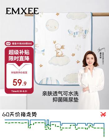 【7折】嫚熙（EMXEE）新生儿床单宝宝防漏尿床垫防水可洗婴儿隔尿垫 天空之旅50x70cmhttps://u.jd.com/kagjBb5----普遍有货 | 下4件最优到手单价：73.5 -> 【54.9】