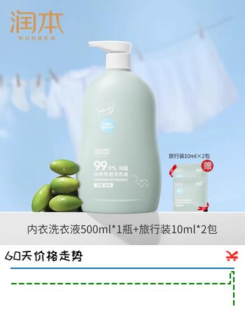 润本儿童内衣洗衣液婴儿宝宝内衣裤专用清洗液大人通用抑菌 500ml 1瓶 独立装 【多得20ml】