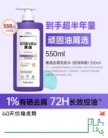 赛逸SHEVEU控油净澈二硫化硒洗发水去屑止痒蓬松男女生 紫瓶550ml