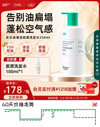 史云逊清洁劲爽洗发水 深层清洁控油舒缓蓬松洗发露男女250ml VP