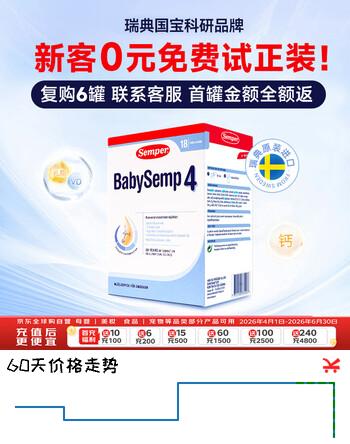 【8折】森宝（Semper）经典版幼儿配方奶粉4段（18月以上）800gDHA 乳脂球膜 丹麦进口https://u.jd.com/kGbj1PY----普遍有货 | 下1件最优到手单价：99 -> 【85】