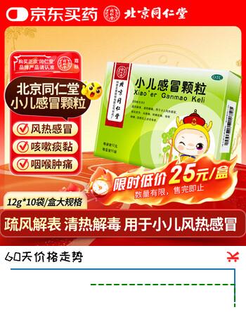 北京同仁堂 小儿感冒颗粒12g*10袋 疏风解表 清热解毒 咽喉肿痛 小儿风热感冒药