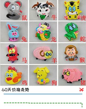 贝可麦拉（beikemaila）儿童石膏娃娃彩绘填画画涂色小熊白模涂鸦手工DIY幼儿园玩具礼物 12生肖白坯+12色颜料画2画笔