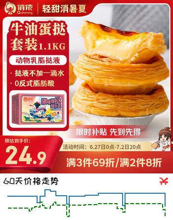 俏侬 蛋挞套装1.1kg 挞液500g+挞皮30只 空气炸锅烤箱烘焙半成品
